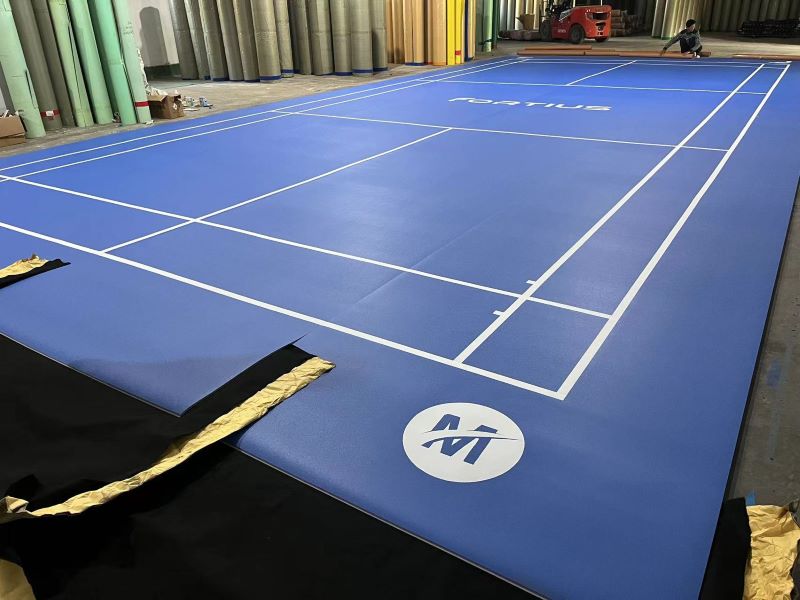 Blue sand surface badminton vinyl indoor sport floor